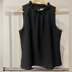 Black Ruffle Neck Tank by J. Crew